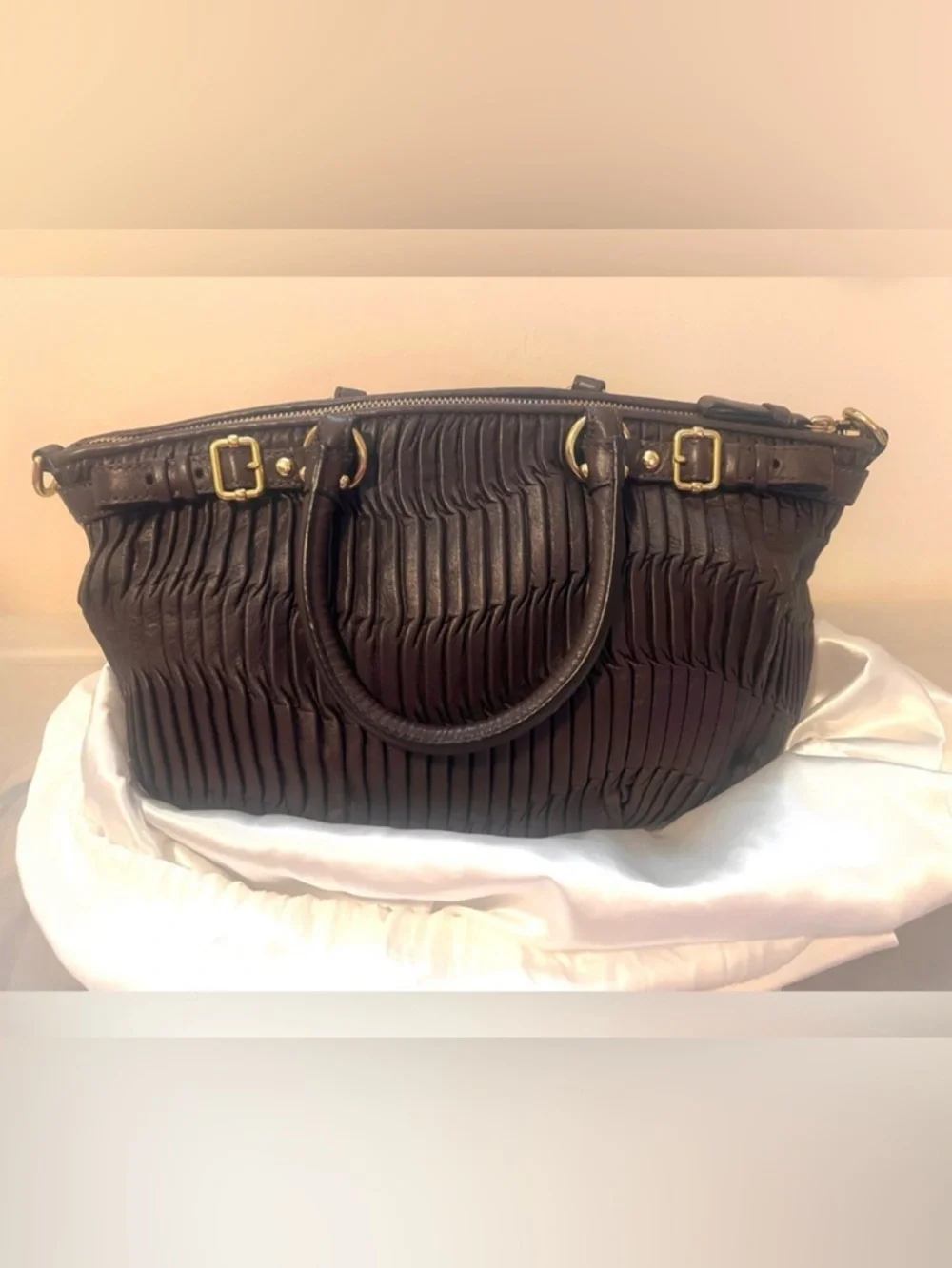 Coach Gathered Leather Sofia Satchel - Picture 2 of 6